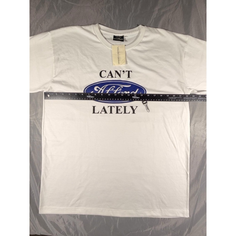 Vintage Can't Afford Lately Spoofs Limited White Short Sleeve Shirt Size XL NEW - Picture 3 of 9